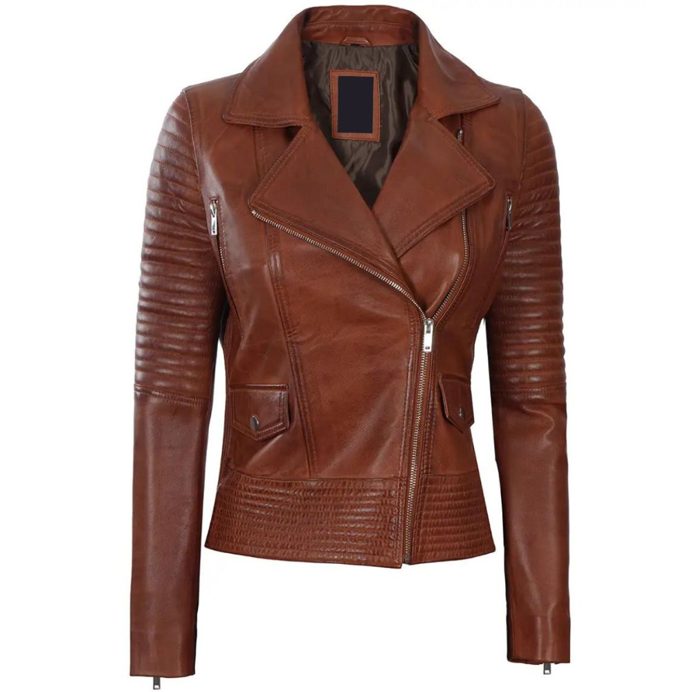 Quilted Brown Sabre Biker Jacket