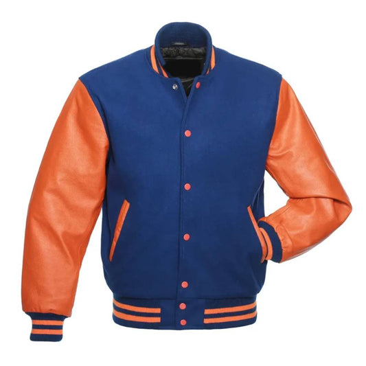 Royal Blue & Orange Letterman Varsity Jacket