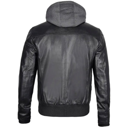Rugged Black Hoodie Bomber Jacket