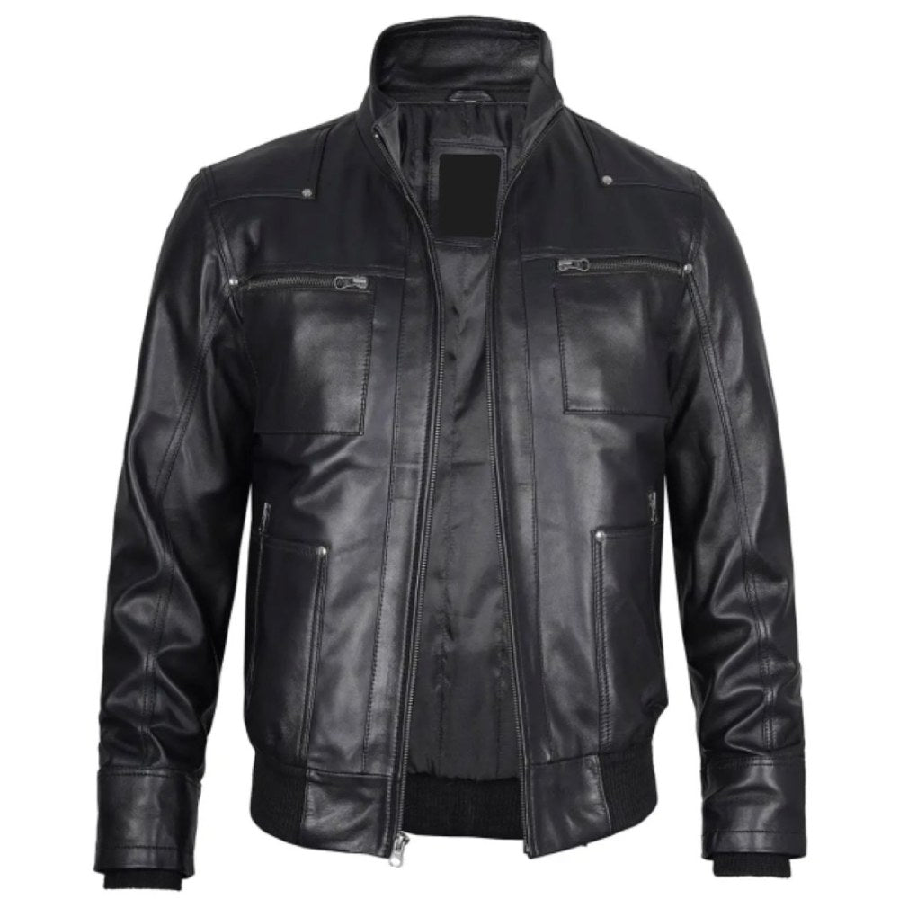 Rugged Black Hoodie Bomber Jacket