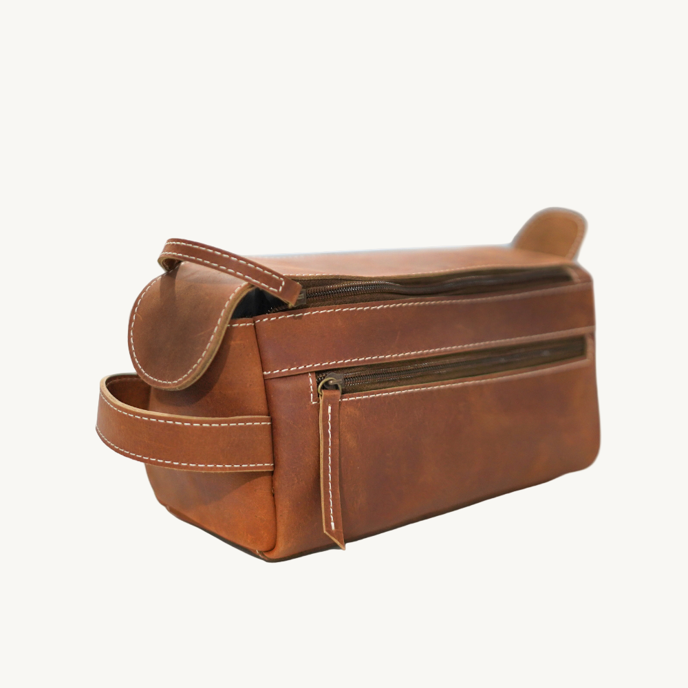 Rustic Tan Travel Toiletry Bag
