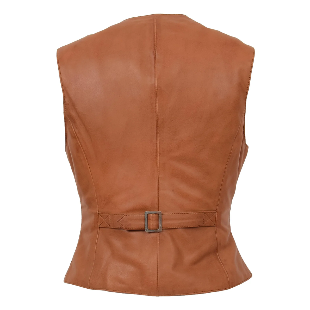 Tan Brown Dusk Charm Leather Vest