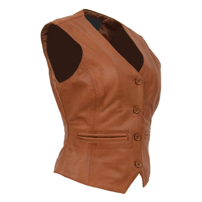 Tan Brown Dusk Charm Leather Vest