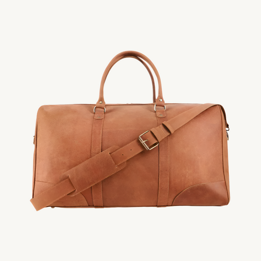 Tan Brown Leather Duffle