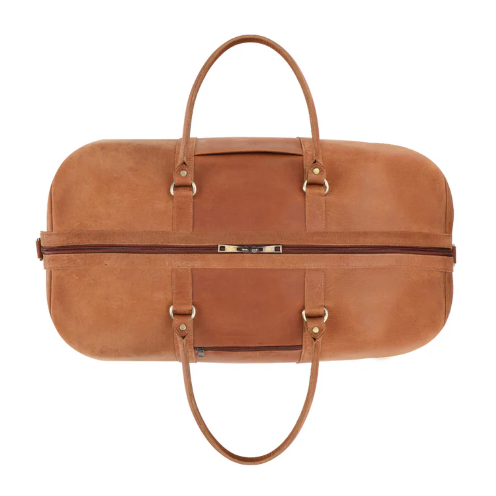 Tan Brown Leather Duffle