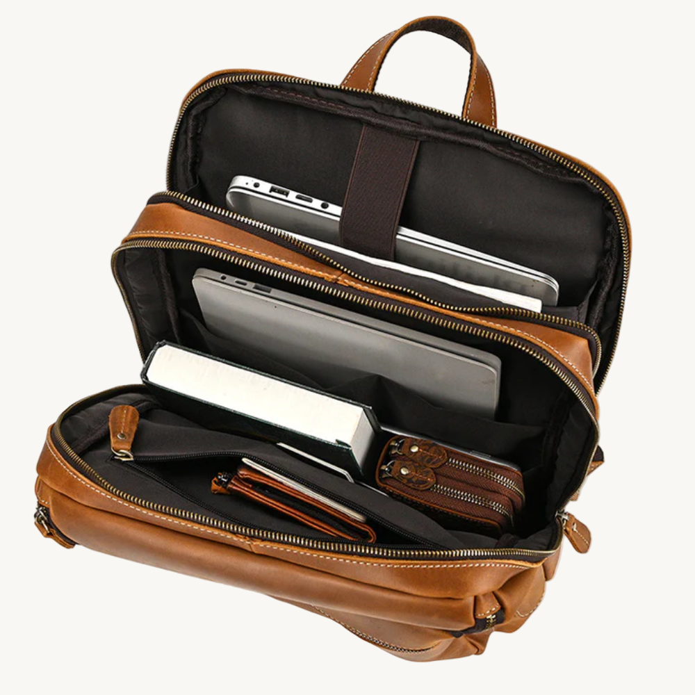 Tan Executive Leather Backpack