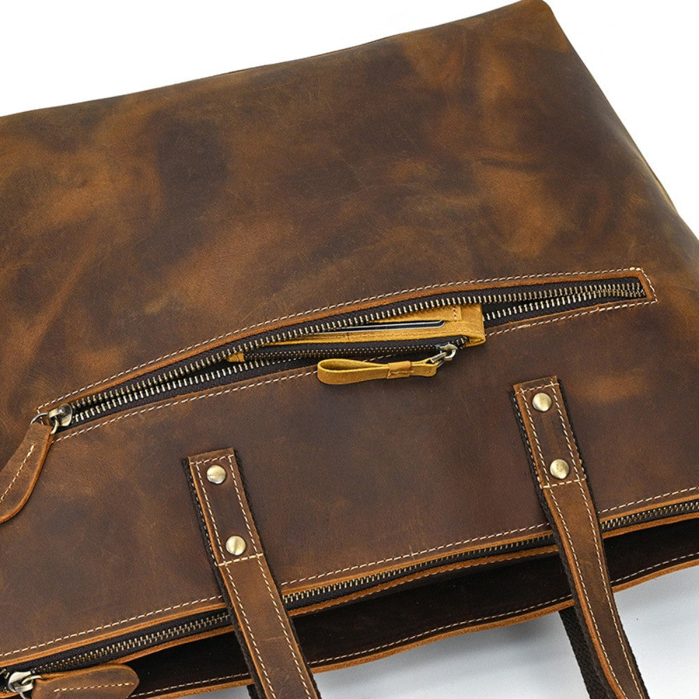 Tan Leather Tote Bag