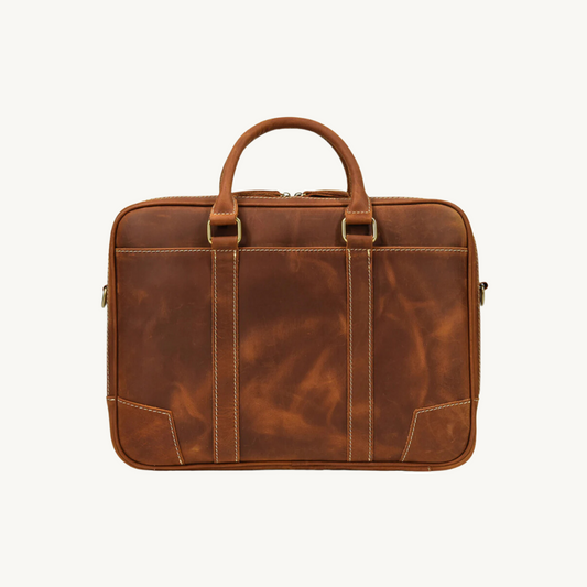 Tan Quasar Leather Briefcase