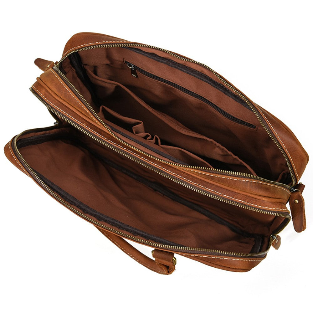 Tan Quasar Leather Briefcase