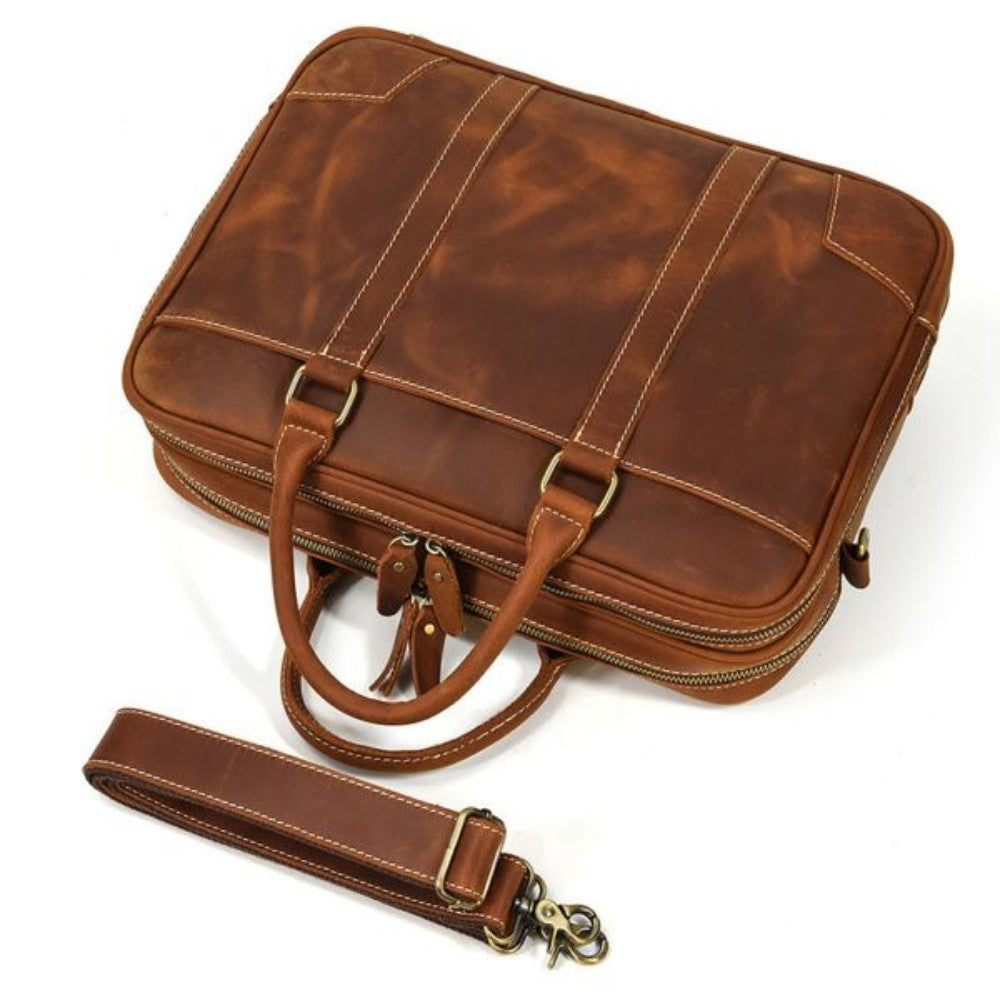 Tan Quasar Leather Briefcase