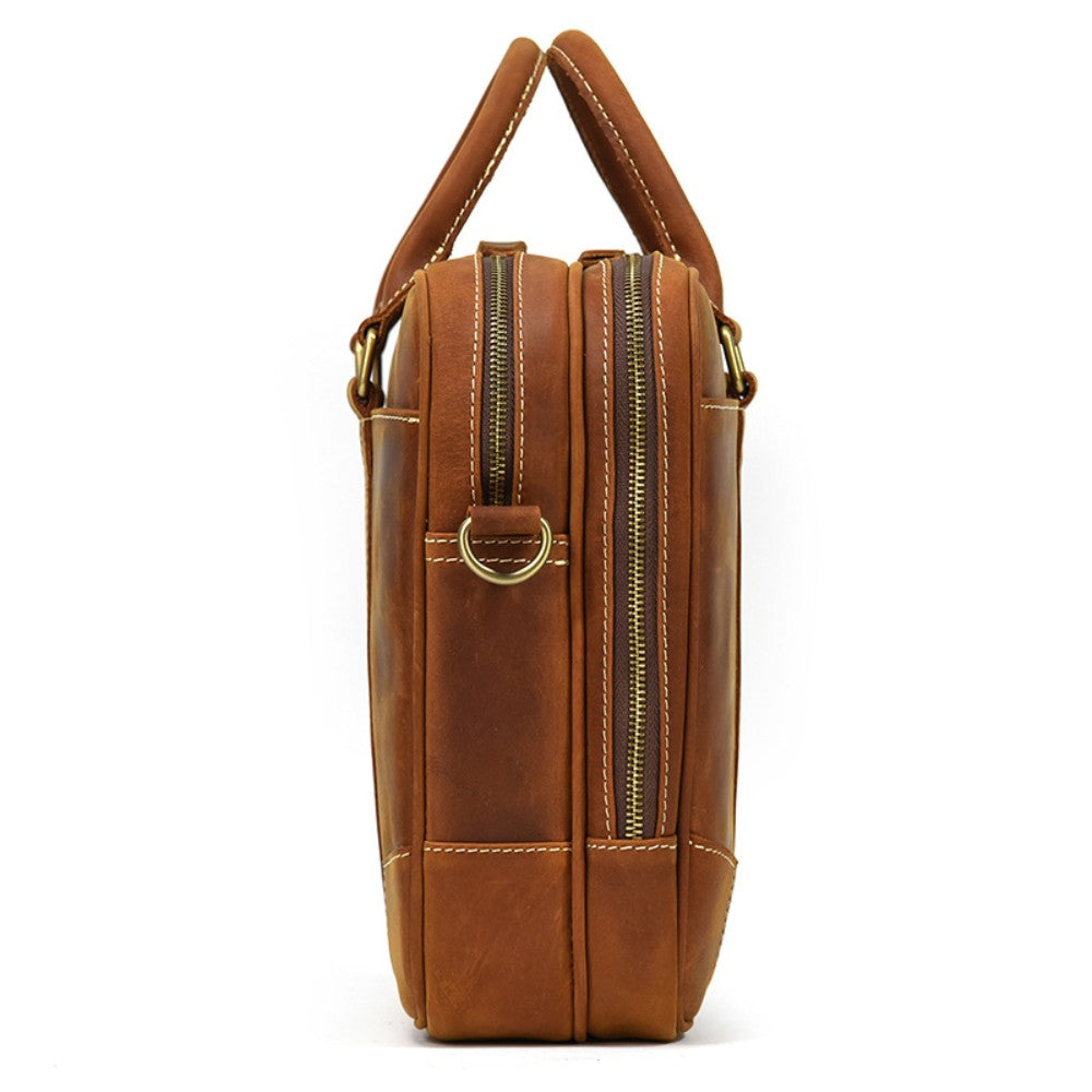 Tan Quasar Leather Briefcase
