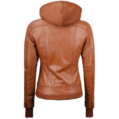 Tan Solara Bomber Hooded Jacket
