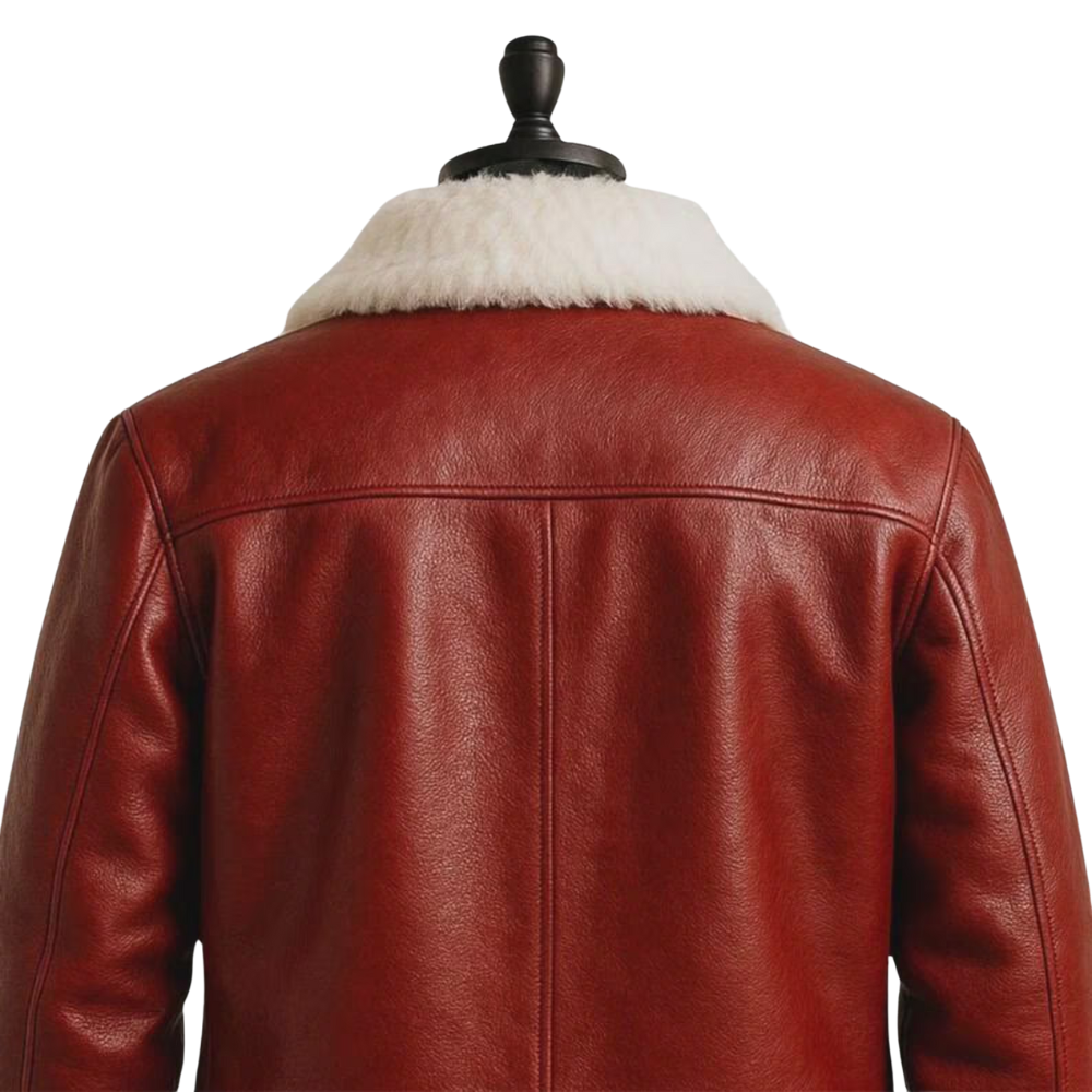 The Santa B3 Pilot Red Faux  Shearling Leather Jacket