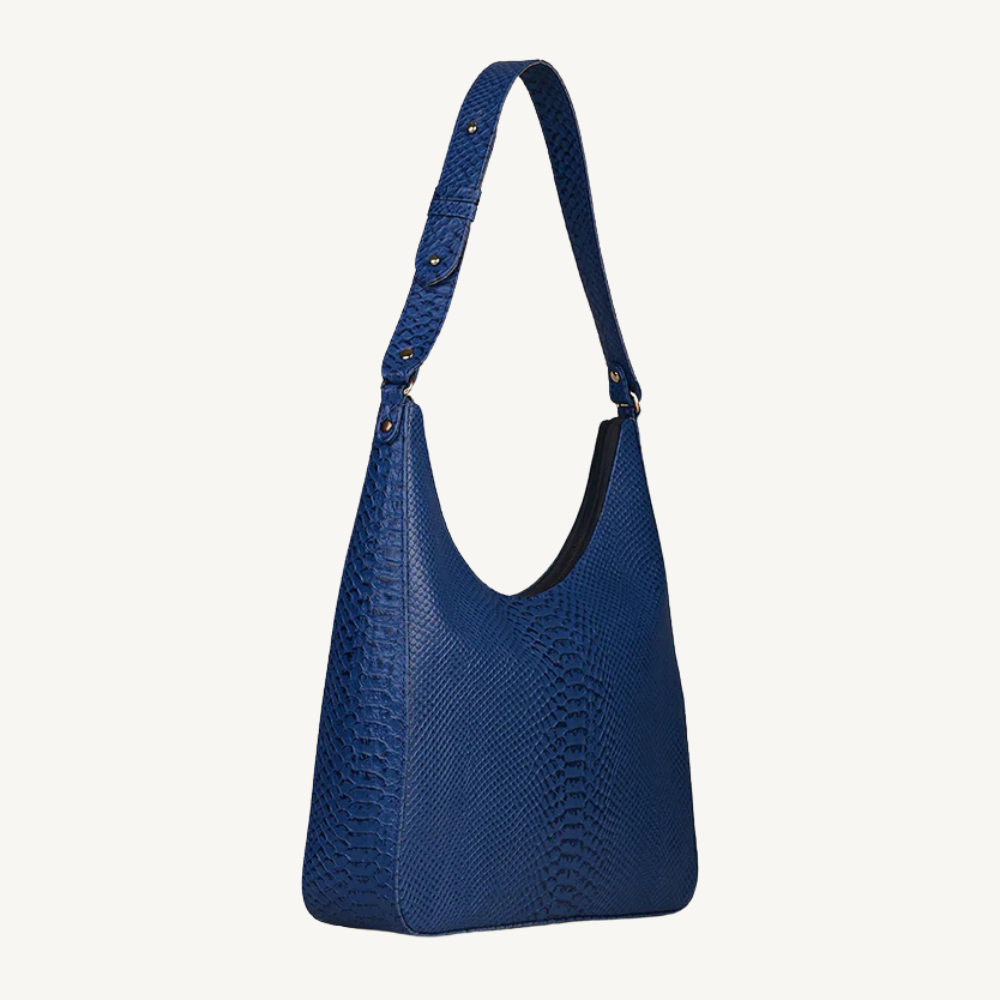 The Blue Textured Leather Hobo Bag