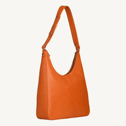 The Orange Textured Leather Hobo Bag