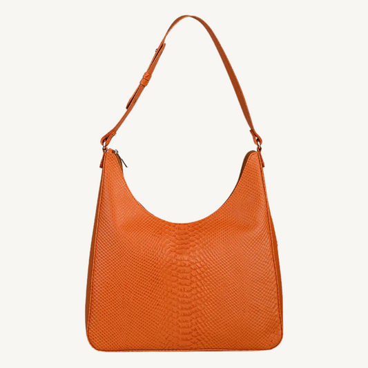 The Orange Textured Leather Hobo Bag