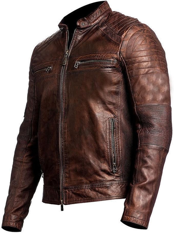 Vintage Brown Cafe Racer Jacket