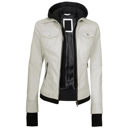 White Finesse Bomber Hooded Jacket