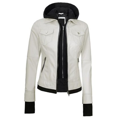 White Finesse Bomber Hooded Jacket
