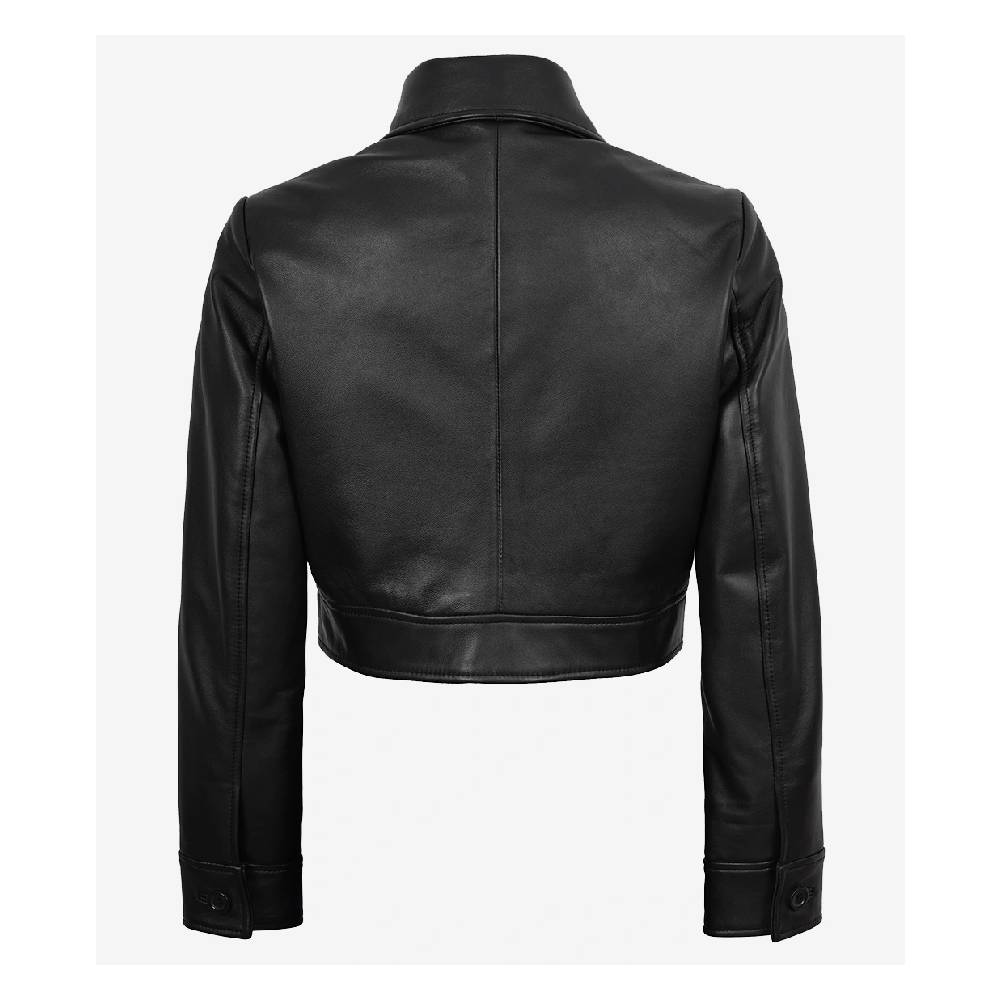 Women's Black Cropped Leather Jacket