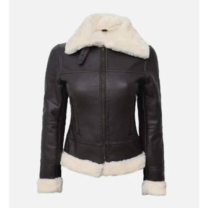 Women's Dark Brown Aviator Bomber Jacket