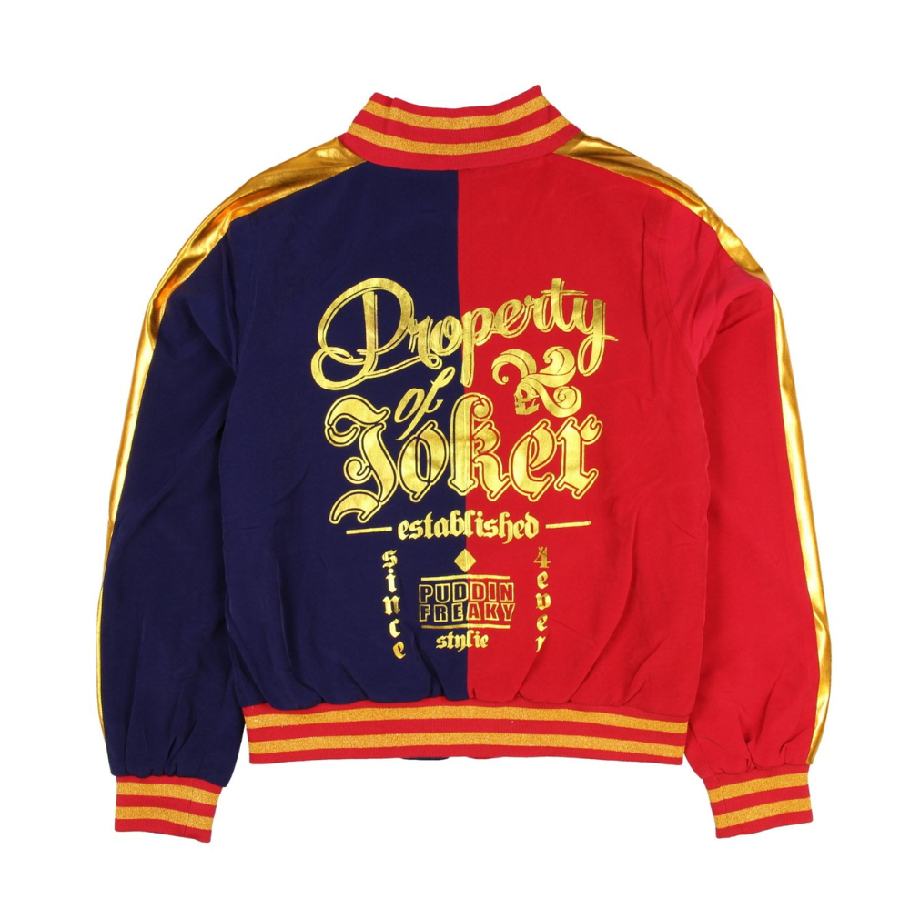 Women's Red & Blue Satin Bomber Jacket