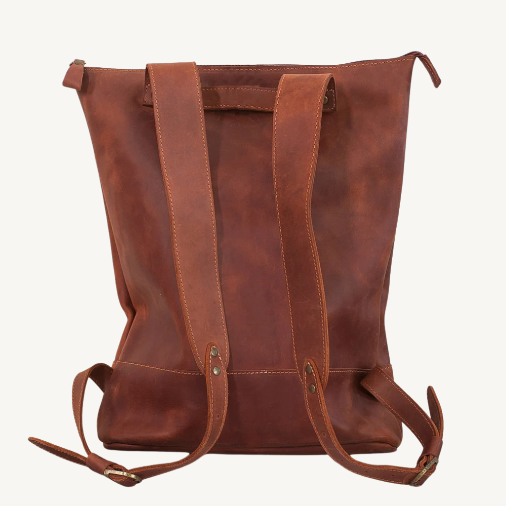 Women's Vintage Full-Grain Leather Daypack Rucksack