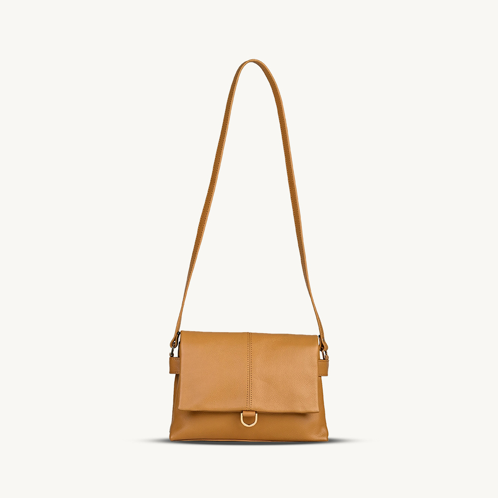 Yellow Tan City Flap Crossbody