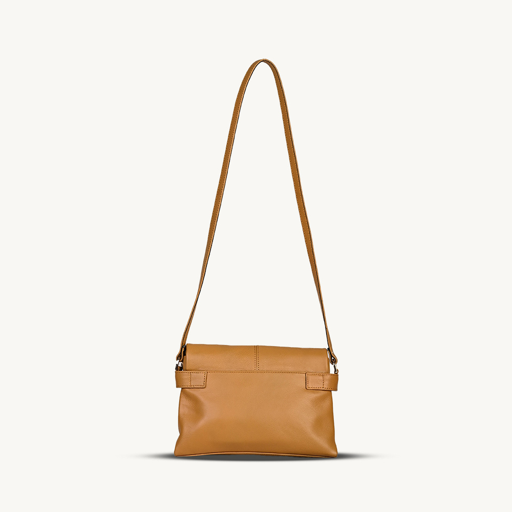 Yellow Tan City Flap Crossbody