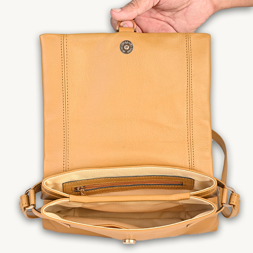 Yellow Tan City Flap Crossbody